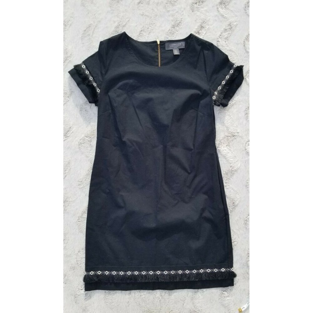 Coercion London Cotton Black Crew Neck Dress Sz 2